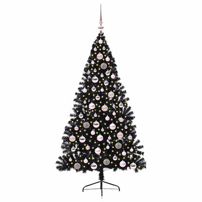 Kunstmatig Voorverlicht Kerstboom met 300 LED Zwart 180 cm PVC