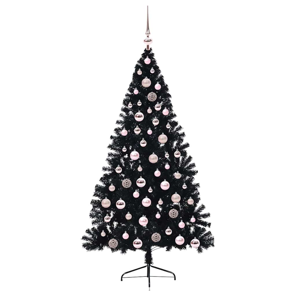 Kunstmatig Voorverlicht Kerstboom met 300 LED Zwart 180 cm PVC