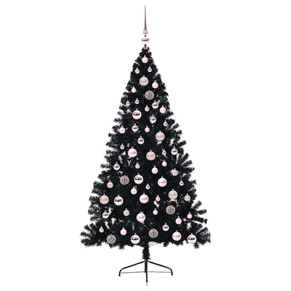 Kunstmatig Voorverlicht Kerstboom met 300 LED Zwart 180 cm PVC