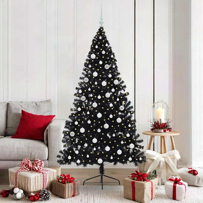 Kunstmatig Voorverlicht Kerstboom met 300 LED Zwart 180 cm PVC