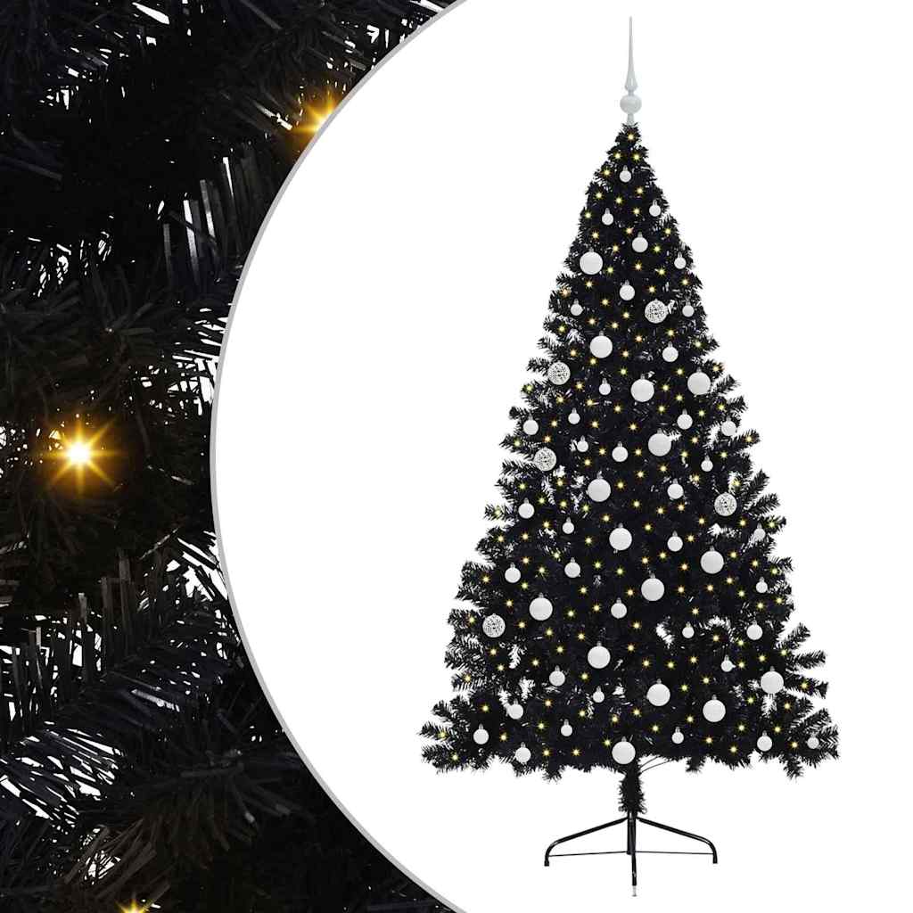 Kunstmatig Voorverlicht Kerstboom met 300 LED Zwart 180 cm PVC