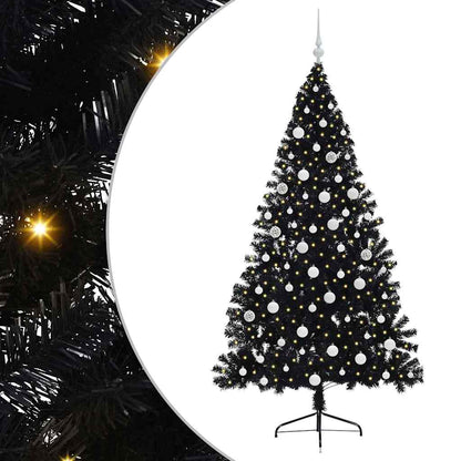 Kunstmatig Voorverlicht Kerstboom met 300 LED Zwart 180 cm PVC