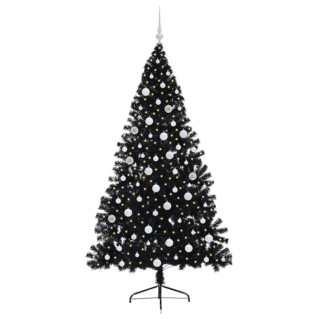 Kunstmatig Voorverlicht Kerstboom met 300 LED Zwart 180 cm PVC