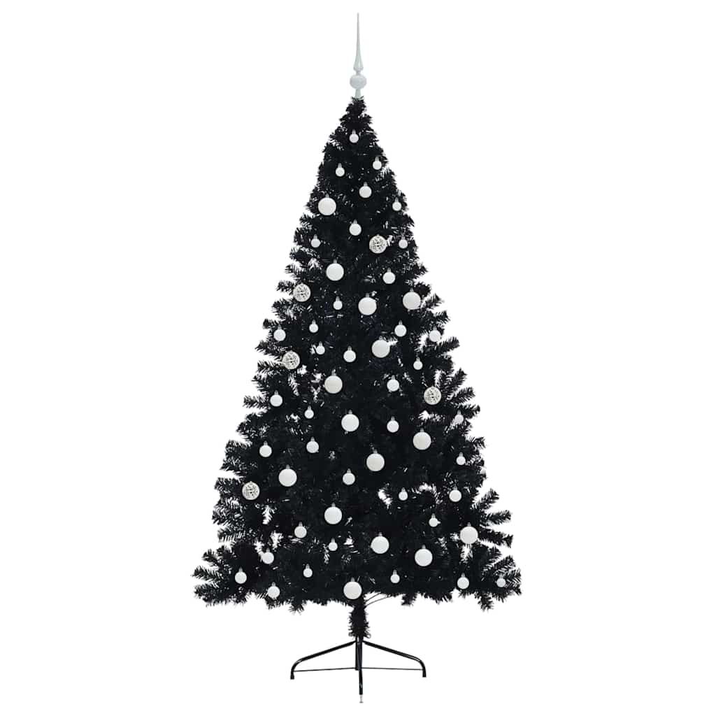 Kunstmatig Voorverlicht Kerstboom met 300 LED Zwart 180 cm PVC