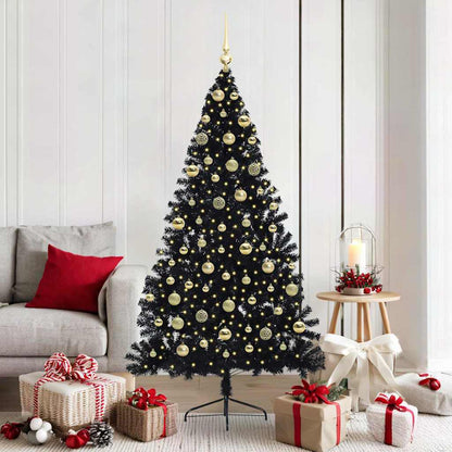 Kunstmatig Voorverlicht Kerstboom met 300 LED Zwart 180 cm PVC