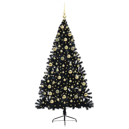 Kunstmatig Voorverlicht Kerstboom met 300 LED Zwart 180 cm PVC