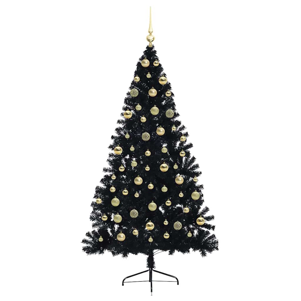 Kunstmatig Voorverlicht Kerstboom met 300 LED Zwart 180 cm PVC