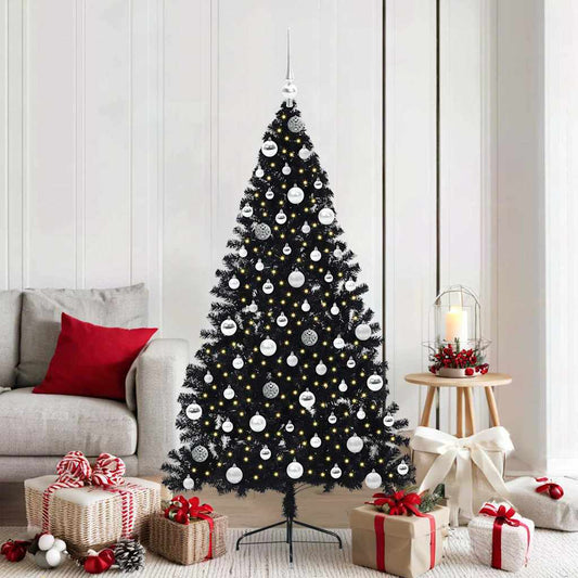 Kunstmatig Voorverlicht Kerstboom met 300 LED Zwart 180 cm PVC