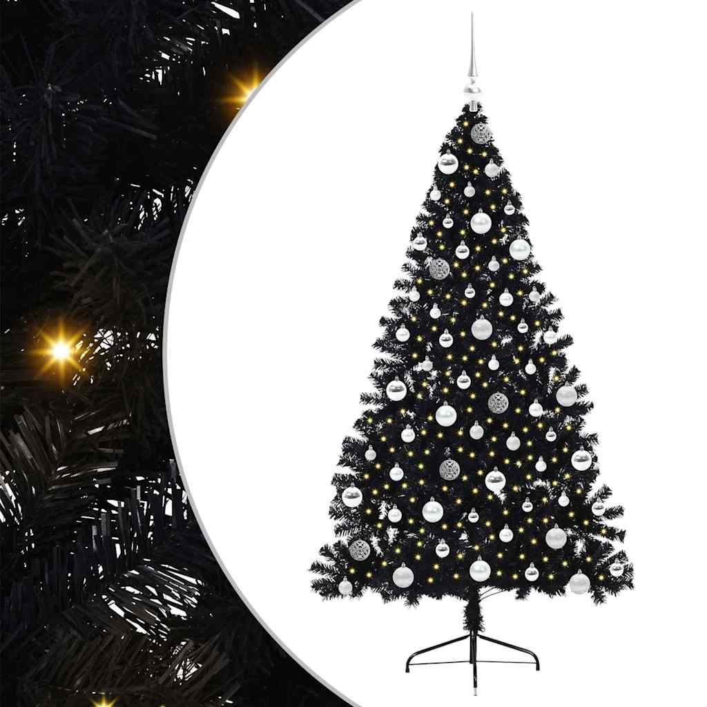 Kunstmatig Voorverlicht Kerstboom met 300 LED Zwart 180 cm PVC