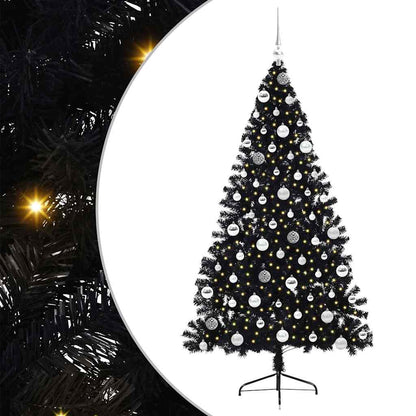 Kunstmatig Voorverlicht Kerstboom met 300 LED Zwart 180 cm PVC