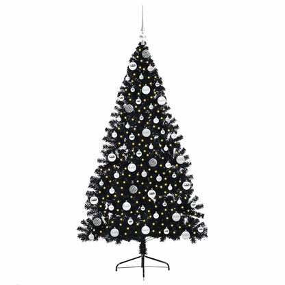 Kunstmatig Voorverlicht Kerstboom met 300 LED Zwart 180 cm PVC