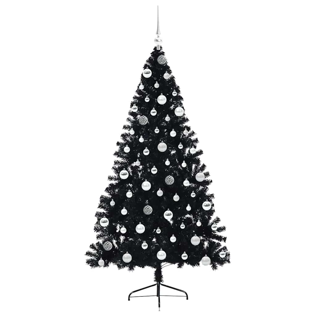 Kunstmatig Voorverlicht Kerstboom met 300 LED Zwart 180 cm PVC