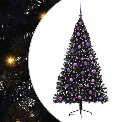 Kunstmatig Voorverlicht Kerstboom met 300 LED Zwart 180 cm PVC
