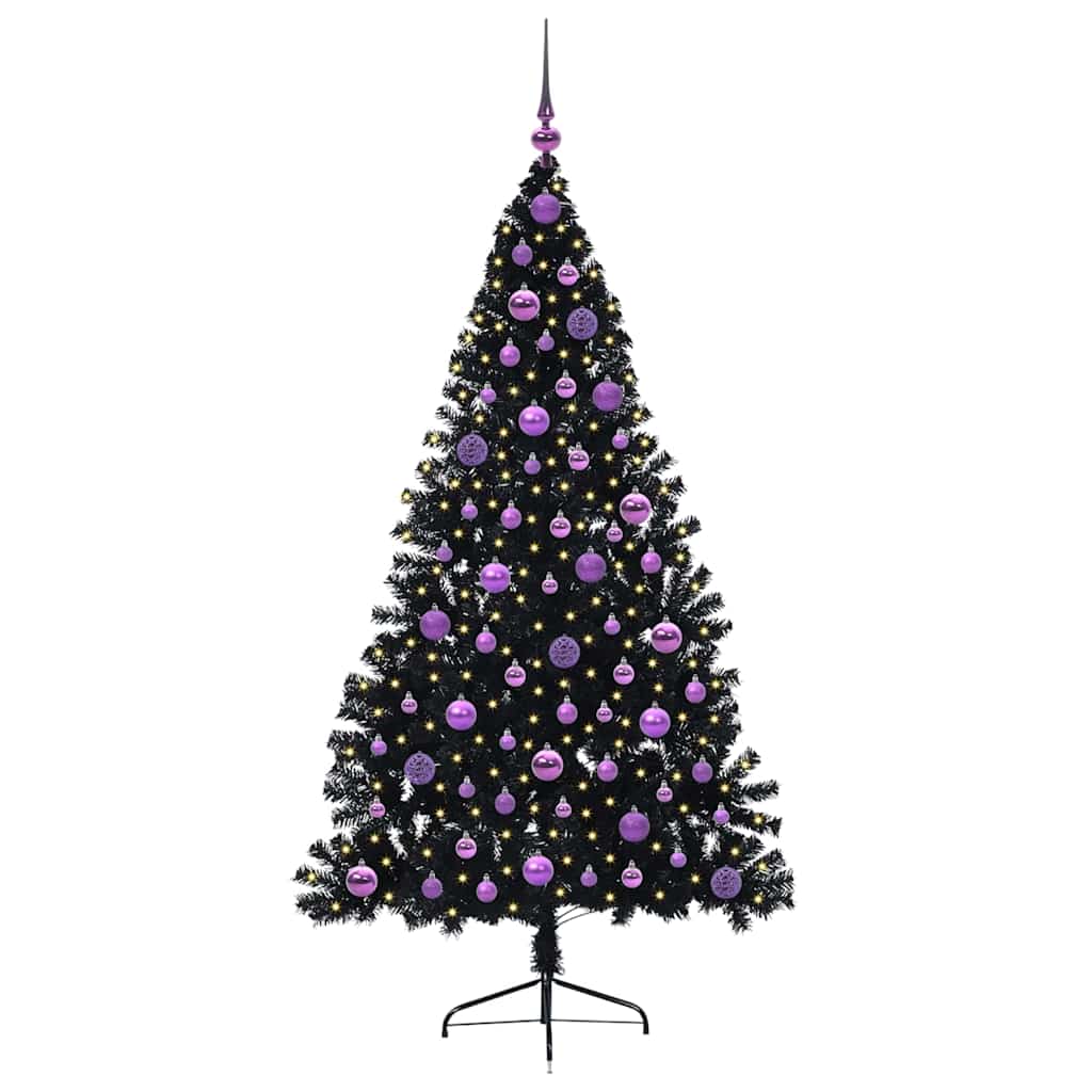 Kunstmatig Voorverlicht Kerstboom met 300 LED Zwart 180 cm PVC