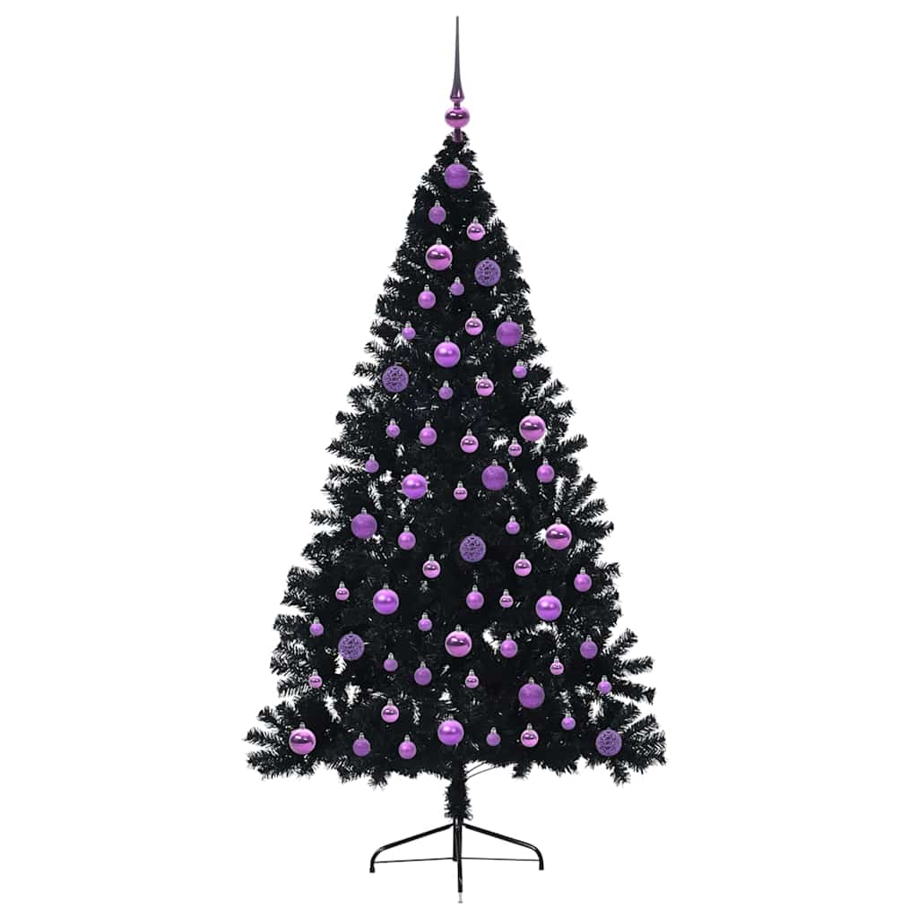 Kunstmatig Voorverlicht Kerstboom met 300 LED Zwart 180 cm PVC