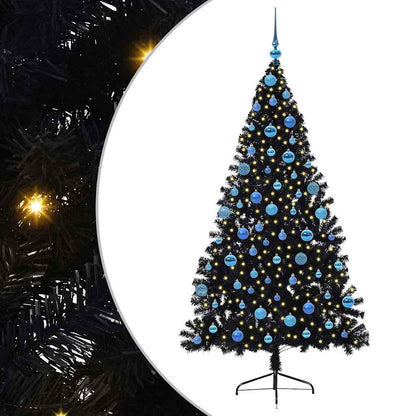 Kunstmatig Voorverlicht Kerstboom met 300 LED Zwart 180 cm PVC