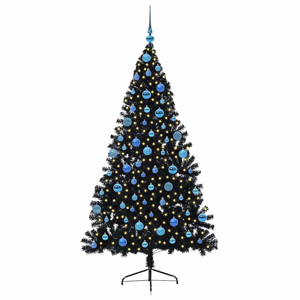 Kunstmatig Voorverlicht Kerstboom met 300 LED Zwart 180 cm PVC