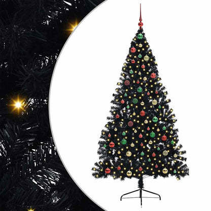 Kunstmatig Voorverlicht Kerstboom met 300 LED Zwart 180 cm PVC