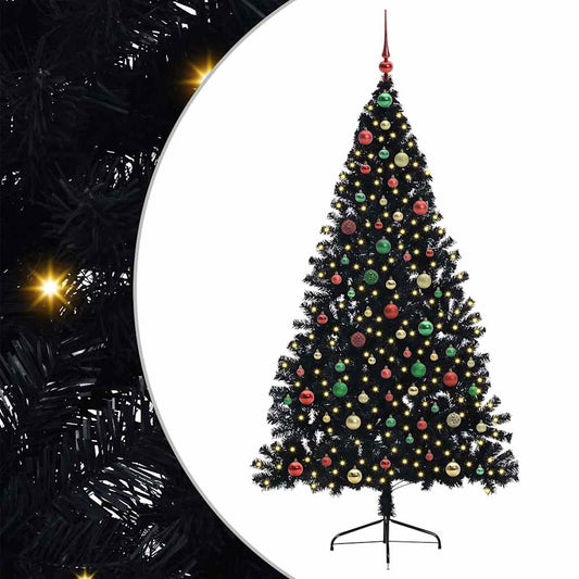 Kunstmatig Voorverlicht Kerstboom met 300 LED Zwart 180 cm PVC