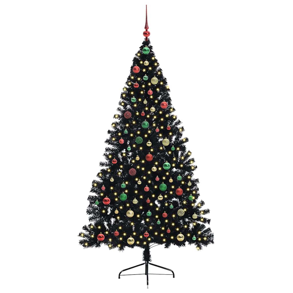 Kunstmatig Voorverlicht Kerstboom met 300 LED Zwart 180 cm PVC