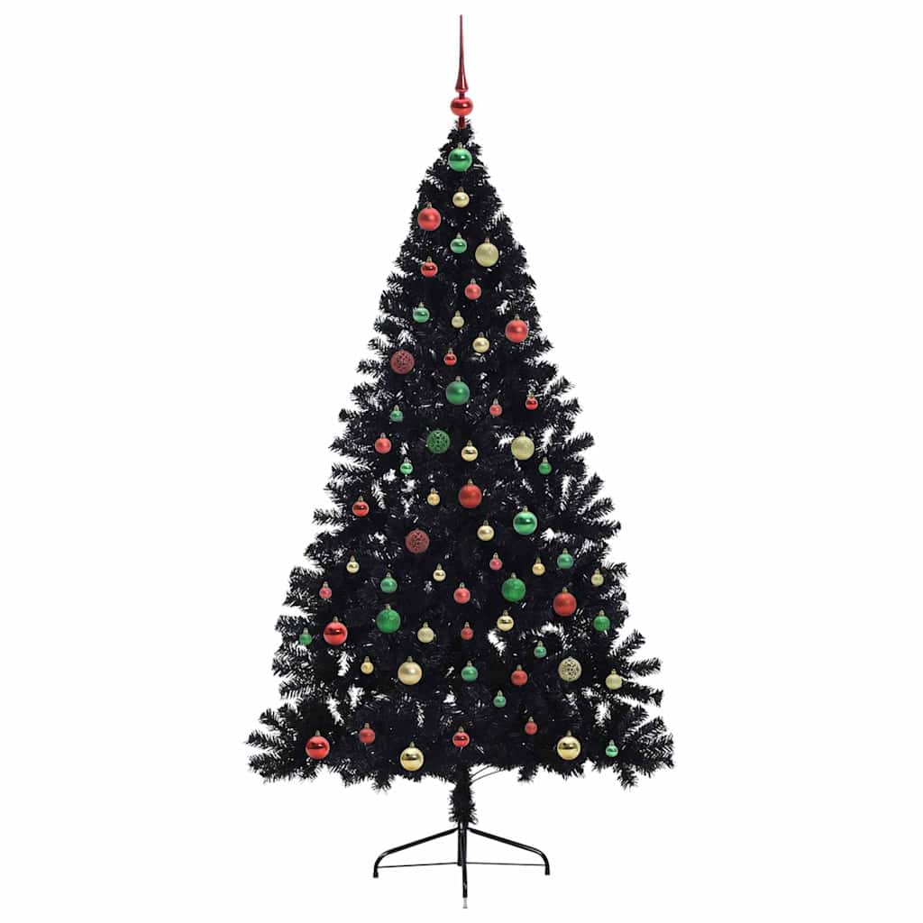 Kunstmatig Voorverlicht Kerstboom met 300 LED Zwart 180 cm PVC
