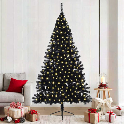Kunstmatig Voorverlicht Kerstboom met 300 LED Zwart 210 cm PVC