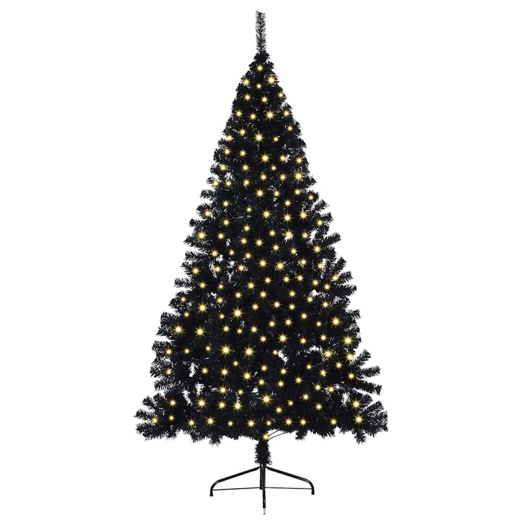 Kunstmatig Voorverlicht Kerstboom met 300 LED Zwart 210 cm PVC