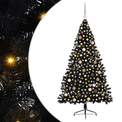 Kunstmatig Voorverlicht Kerstboom met 300 LED Zwart 210 cm PVC