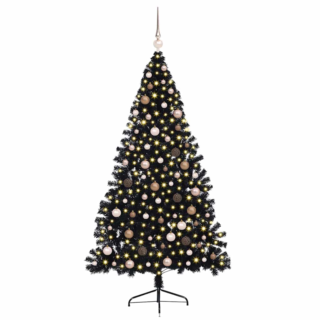 Kunstmatig Voorverlicht Kerstboom met 300 LED Zwart 210 cm PVC