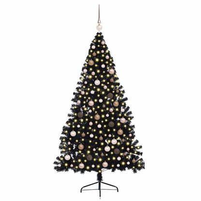 Kunstmatig Voorverlicht Kerstboom met 300 LED Zwart 210 cm PVC
