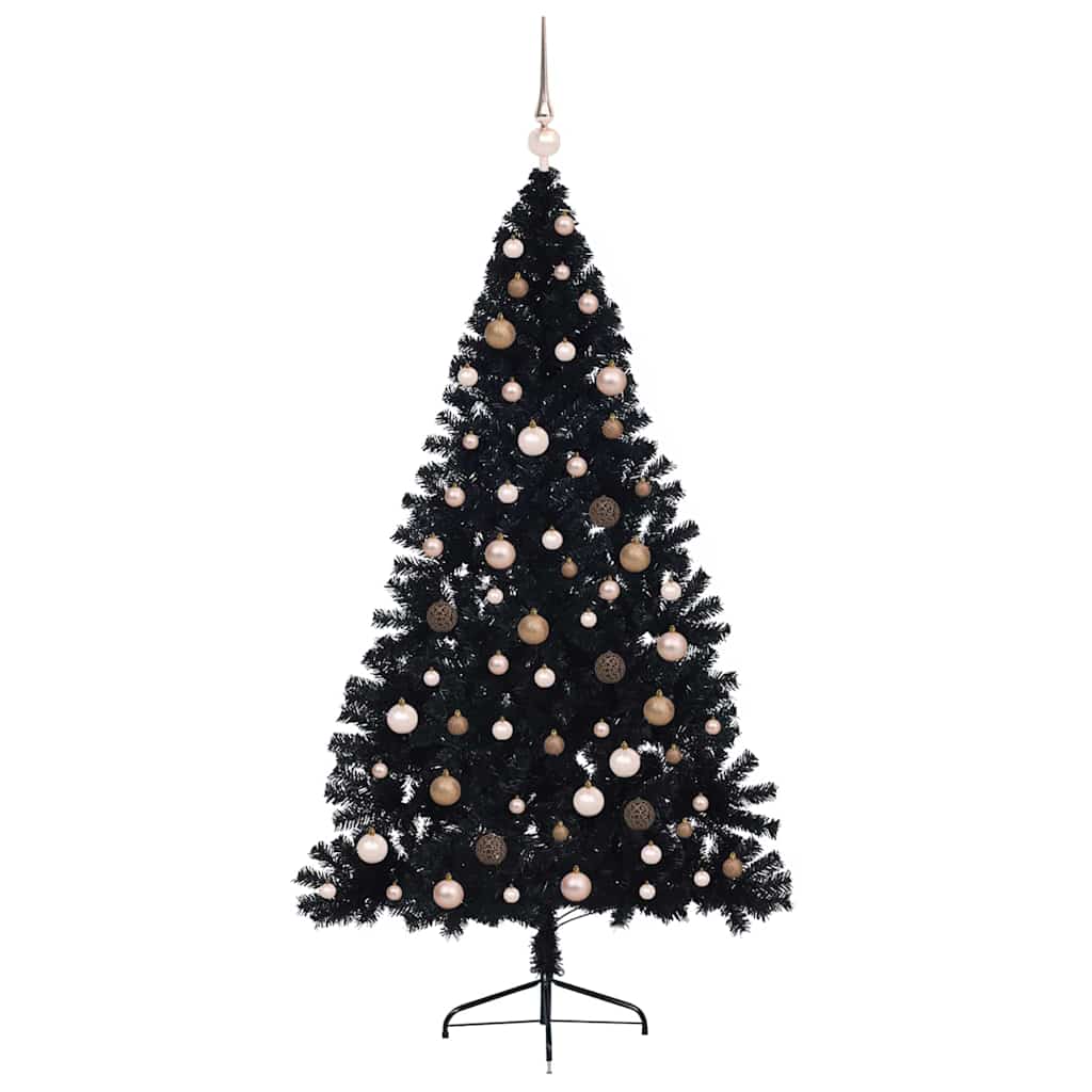 Kunstmatig Voorverlicht Kerstboom met 300 LED Zwart 210 cm PVC