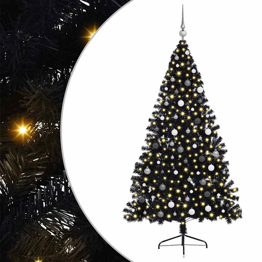 Kunstmatig Voorverlicht Kerstboom met 300 LED Zwart 210 cm PVC