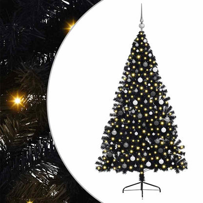Kunstmatig Voorverlicht Kerstboom met 300 LED Zwart 210 cm PVC