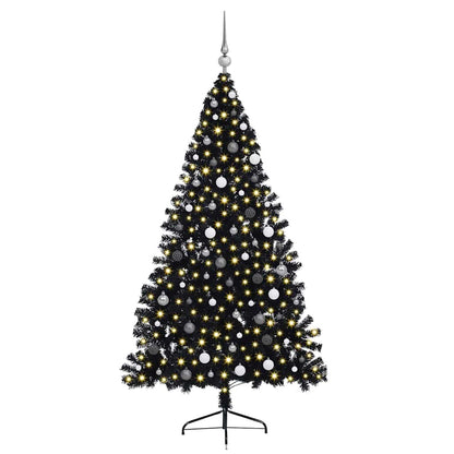 Kunstmatig Voorverlicht Kerstboom met 300 LED Zwart 210 cm PVC