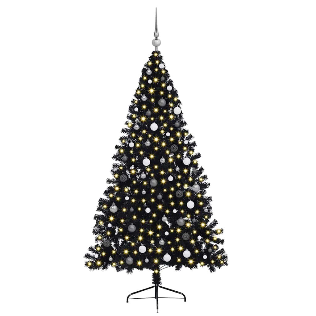 Kunstmatig Voorverlicht Kerstboom met 300 LED Zwart 210 cm PVC