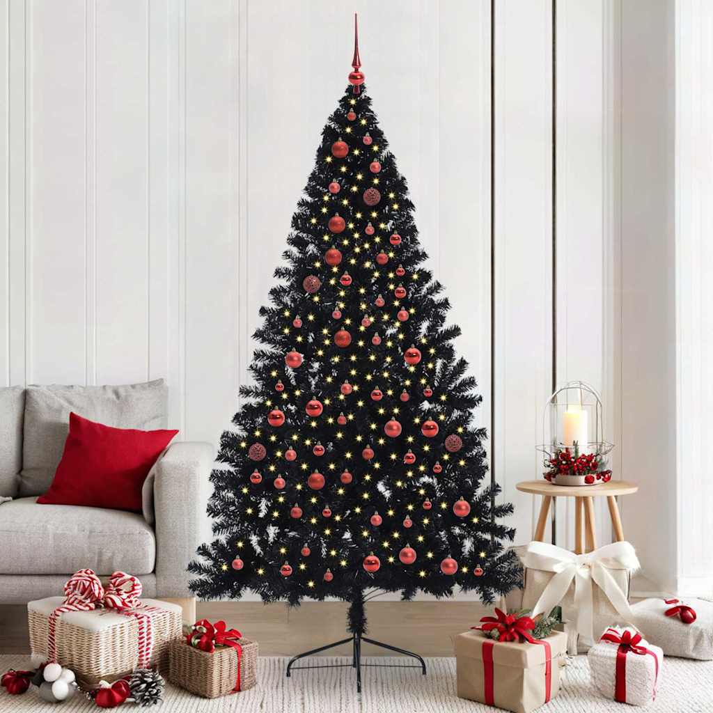 Kunstmatig Voorverlicht Kerstboom met 300 LED Zwart 210 cm PVC