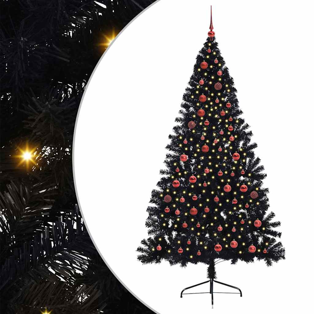 Kunstmatig Voorverlicht Kerstboom met 300 LED Zwart 210 cm PVC