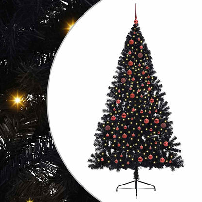 Kunstmatig Voorverlicht Kerstboom met 300 LED Zwart 210 cm PVC
