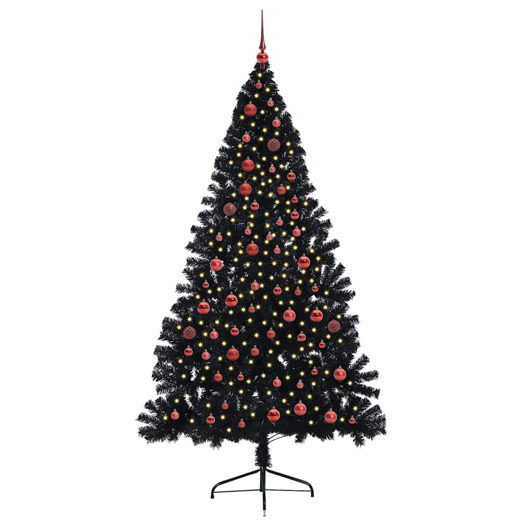 Kunstmatig Voorverlicht Kerstboom met 300 LED Zwart 210 cm PVC