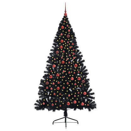 Kunstmatig Voorverlicht Kerstboom met 300 LED Zwart 210 cm PVC