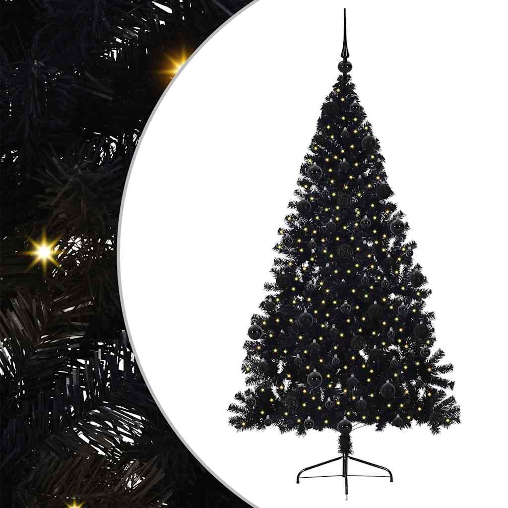 Kunstmatig Voorverlicht Kerstboom met 300 LED Zwart 210 cm PVC