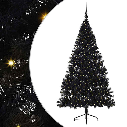 Kunstmatig Voorverlicht Kerstboom met 300 LED Zwart 210 cm PVC