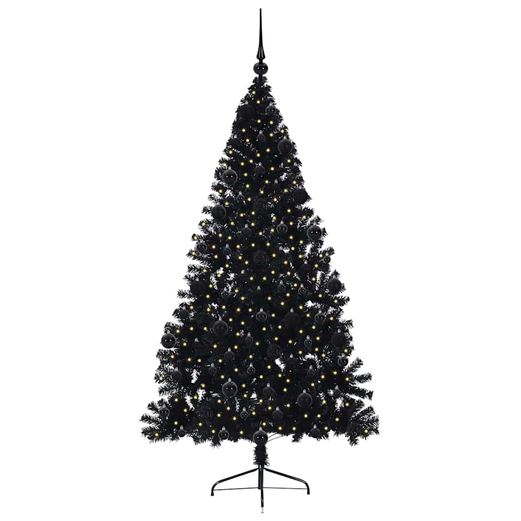 Kunstmatig Voorverlicht Kerstboom met 300 LED Zwart 210 cm PVC