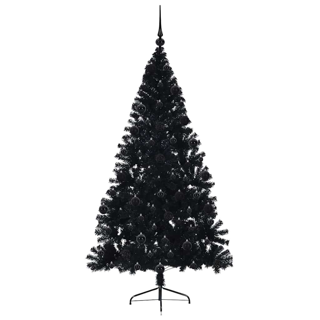 Kunstmatig Voorverlicht Kerstboom met 300 LED Zwart 210 cm PVC