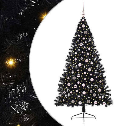 Kunstmatig Voorverlicht Kerstboom met 300 LED Zwart 210 cm PVC
