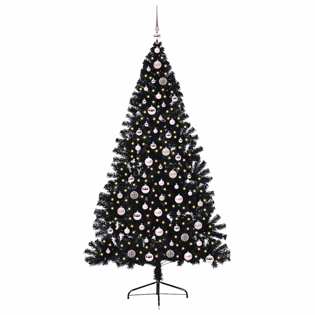 Kunstmatig Voorverlicht Kerstboom met 300 LED Zwart 210 cm PVC