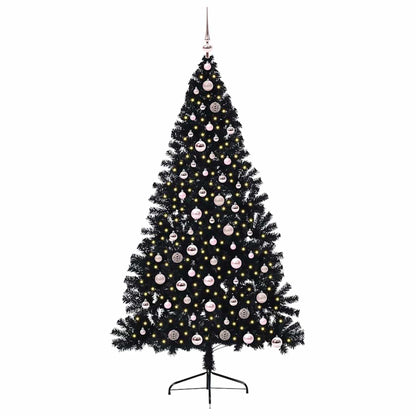 Kunstmatig Voorverlicht Kerstboom met 300 LED Zwart 210 cm PVC