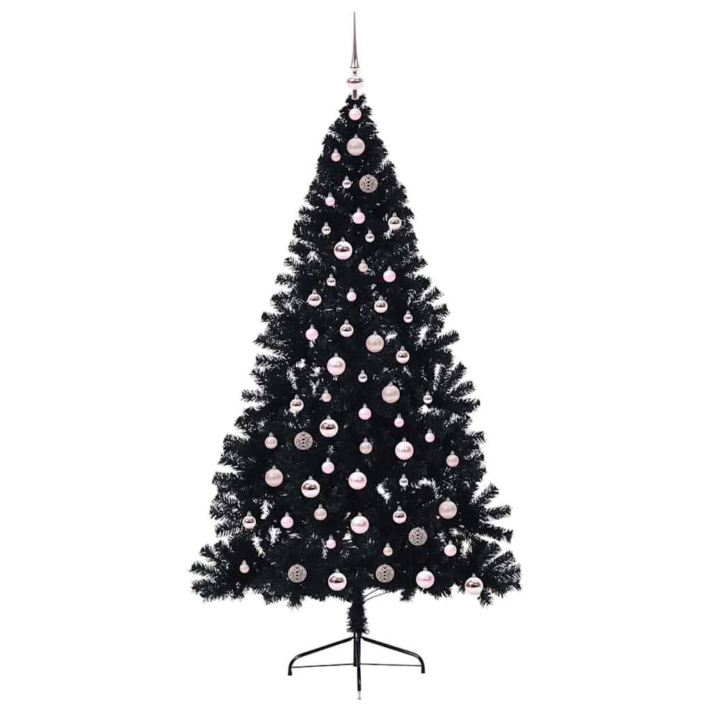 Kunstmatig Voorverlicht Kerstboom met 300 LED Zwart 210 cm PVC