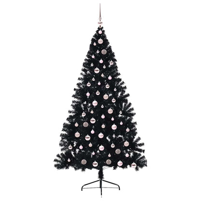 Kunstmatig Voorverlicht Kerstboom met 300 LED Zwart 210 cm PVC