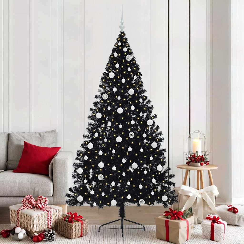 Kunstmatig Voorverlicht Kerstboom met 300 LED Zwart 210 cm PVC
